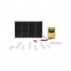 Set panou solar 50W fotovoltaic monocristalin regulator 10A 2xUSB 12/24V 4 becuri LED 9W Breckner Germany