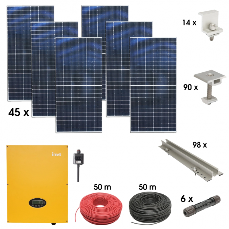 Kit sistem solar fotovoltaic trifazic ON-GRID 20KW cu panouri 45x450W prosumator WIFI cu sistem fixare pentru panouri sandwich Breckner Germany