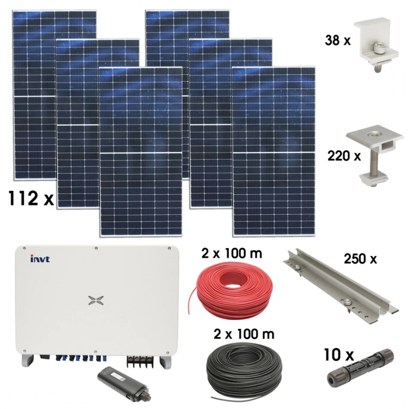 Kit sistem solar fotovoltaic trifazic ON-GRID 50KW cu panouri 112x450W prosumator WIFI cu sistem fixare pentru panouri sandwich Breckner Germany